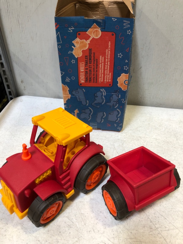 Photo 1 of Wonder Wheels by Battat – Tractor & Trailer – Toy Tractor & Trailer Combo for Toddlers Age 1 & Up (2 Pc) – 100% Recyclable Red