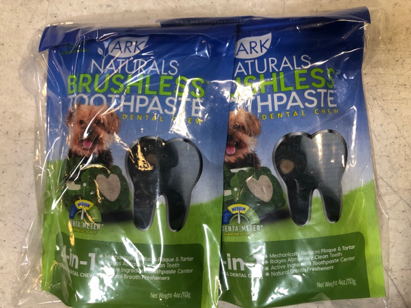Photo 3 of 2pack:: Ark Naturals Brushless Toothpaste, Dog Dental Chews for Mini Breeds, Freshens Breath, Helps Reduce Plaque & Tartar, 4oz, 1 Pack

** exp sep-2024 **