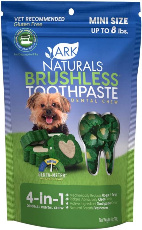 Photo 1 of 2pack:: Ark Naturals Brushless Toothpaste, Dog Dental Chews for Mini Breeds, Freshens Breath, Helps Reduce Plaque & Tartar, 4oz, 1 Pack

** exp sep-2024 **