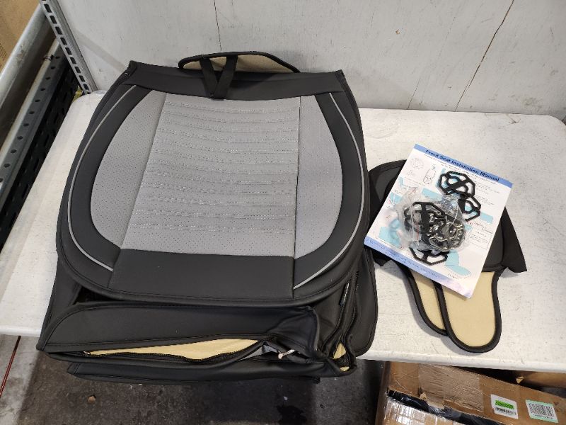 Photo 1 of LINGVIDO Leather Car Seat Covers,Breathable and Waterproof Faux Leather Automotive Seat Covers for Cars SUV Truck Sedan,Universal Anti-Slip Driver Seat Cover with Backrest (Full Seat, Gray+Black) Gray+Black 5 Sets Full Seat