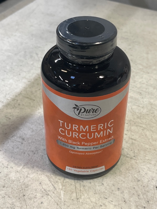 Photo 2 of //Pure By Nature Turmeric Curcuminoids with Black Pepper Extract 100% Organic, 180 Count - EXP: 01/28/2026 - ++FACTORY SEALED++