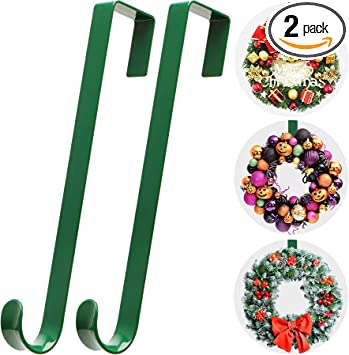 Photo 1 of 12 in Wreath-Hangers for Front Door,Non-Scratch-Wreath-Door-Hanger,2 Pack Durable Wreath Hanger Hook for Fall Christmas Easter Valentines Decorations,Over the Door Hooks for Front Door Décor Outdoor - ++FACTORY SEALED++

