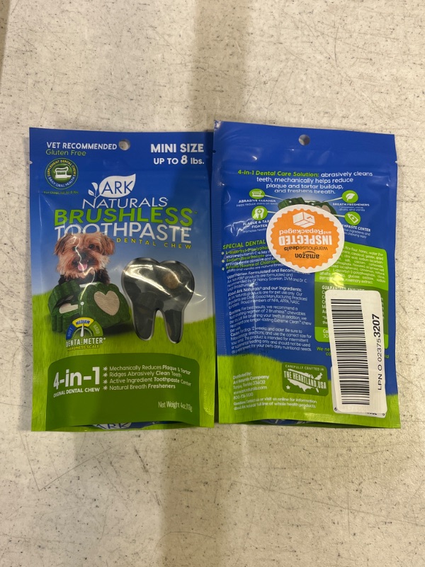 Photo 1 of 2PC - Ark Naturals Brushless Toothpaste, Dog Dental Chews for Mini Breeds, Freshens Breath, Helps Reduce Plaque & Tartar, 4oz, 1 Pack - EXP: SEP 2024

