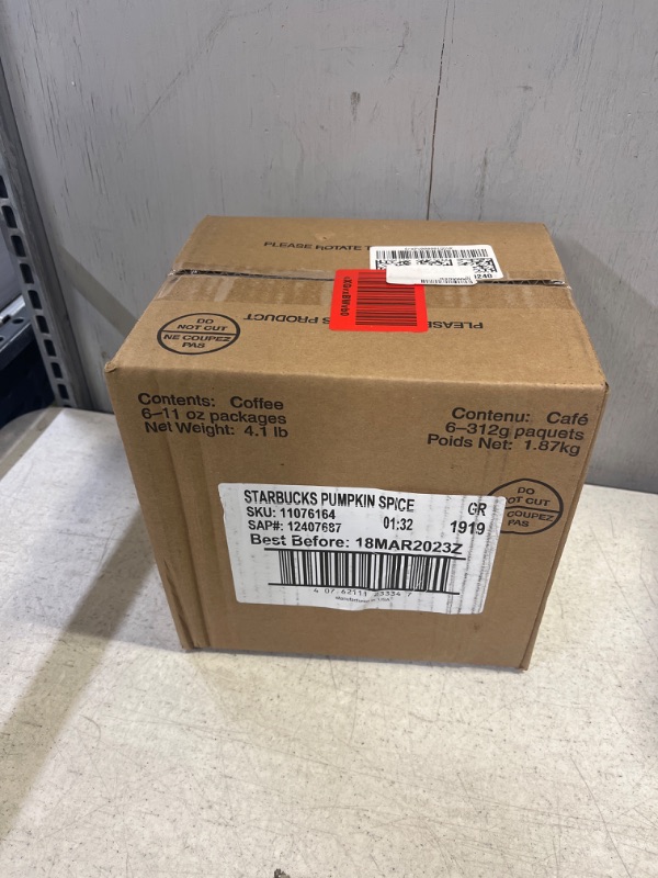 Photo 1 of 6CT OF STARBUCKS PUMPKIN SPICE 11OZ PACKAGES - ++OPENED FOR LIVE PHOTO++ - ++FACTORY SEALED++ - EXP: MARCH 18, 2023