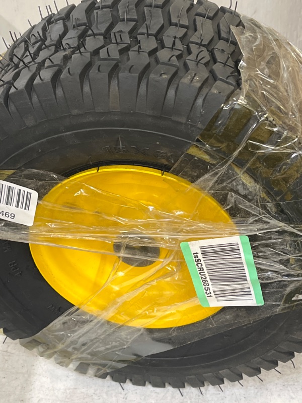 Photo 3 of 15x6.00-6 Lawn Mower Tires with Wheel,Front Tire Assembly Replacement for John Deere,Craftsman,Cub Cadet and More Lawn &Garden Riding Mower,4 Ply Tubeless,570lbs Capacity,3" Offset Hub - ++DAMAGE : SHOWN IN PICTURE++