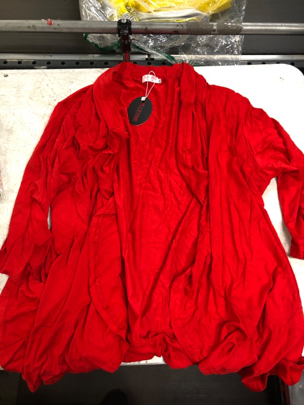 Photo 1 of Bluetime Women's Casual Lightweight Open Front Cardigans Soft Draped Ruffles 3/4 Sleeve Cardigan  size XXL