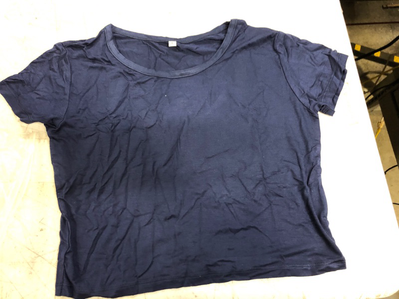 Photo 1 of TIMOCHALA Women's Summer Causal Short Sleeve Blouse Round Neck Crop Tops Basic Tee T-Shirt LARGE

