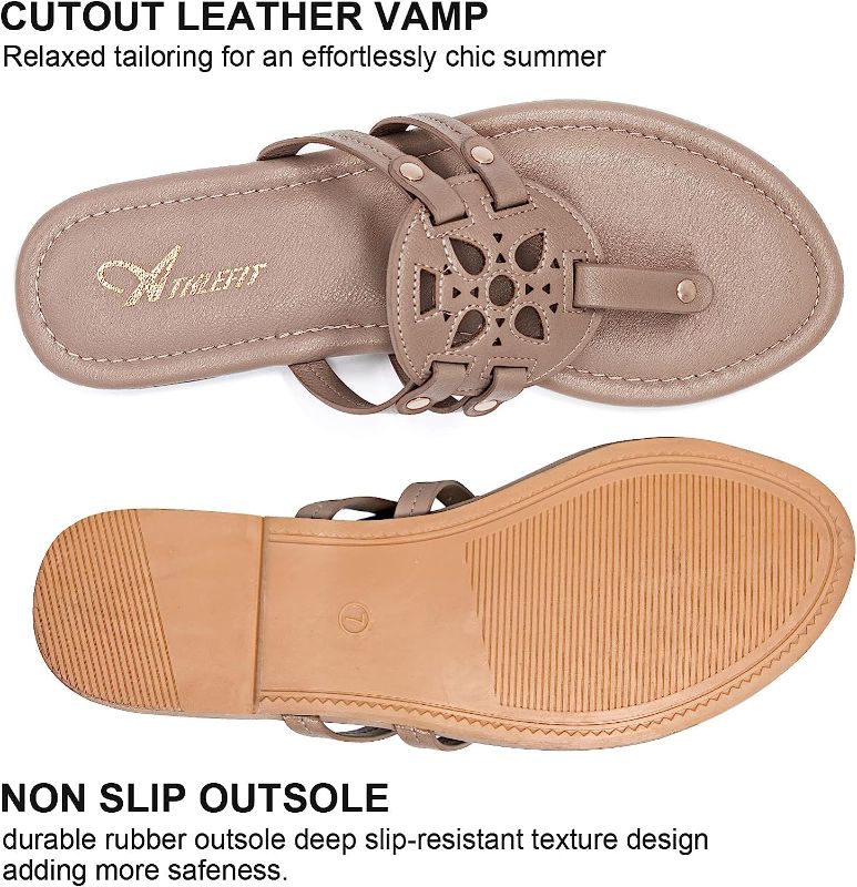 Photo 1 of Athlefit Womens Flat Sandals Flip Flops Casual Slip on Comfortable Thong Beach Sandal for Women Dressy SIZE 9
