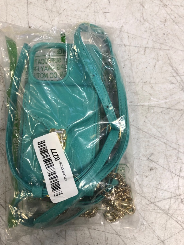 Photo 1 of Kihuwey Crossbody Wallet Case for iPhone 12/12 Pro, Zipper Pocket Case with Card Holder, PU Leather Protective Cover Case with Kickstand Detachable Wrist Strap Lanyard 6.1"(Mint Green)