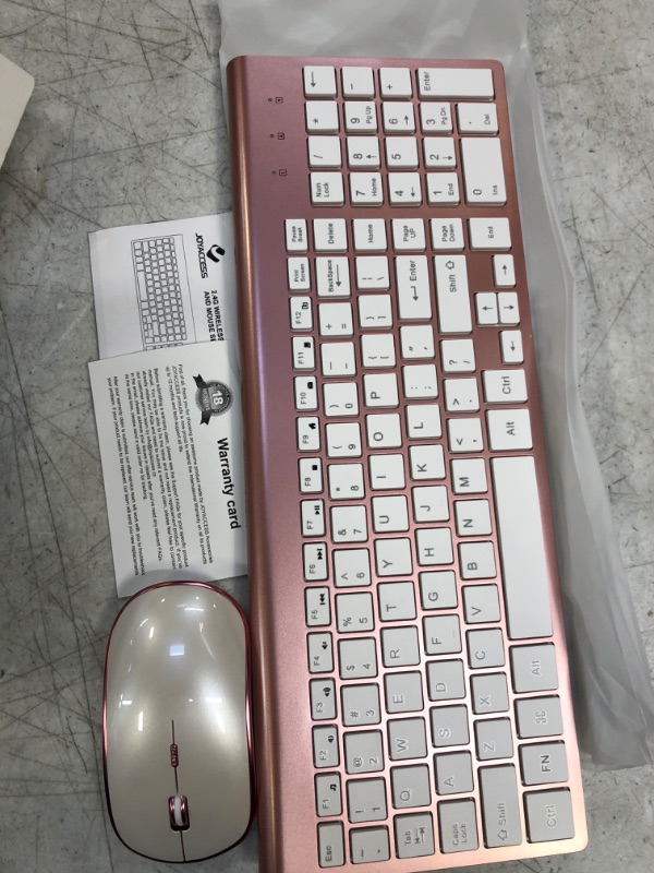 Photo 1 of Wireless Keyboard Mouse Combo, J JOYACCESS 2.4G USB Compact and Slim Wireless Keyboard and Mouse Combo for PC, Laptop,Tablet,Computer Windows-Rose Gold