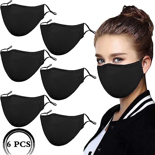 Photo 1 of YYTDAISHU 6 Pack Black Reusable Breathable Cloth Face Protection, Adjustable Washable Male and Women Fashion Face Protection Cover
