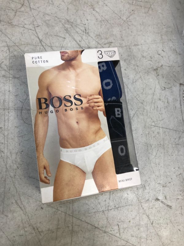 Photo 2 of Boss Hugo Boss Men's Cotton 3 Pack Mini Brief Large True Blue/Sky Captain/Forged Iron