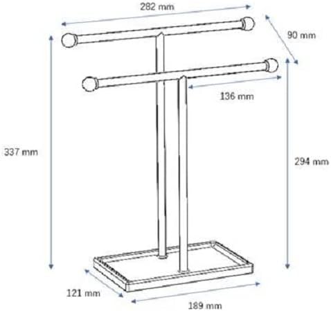 Photo 1 of Amazon Basics Double-T Hand Towel and Accessories Stand, Nickel/White