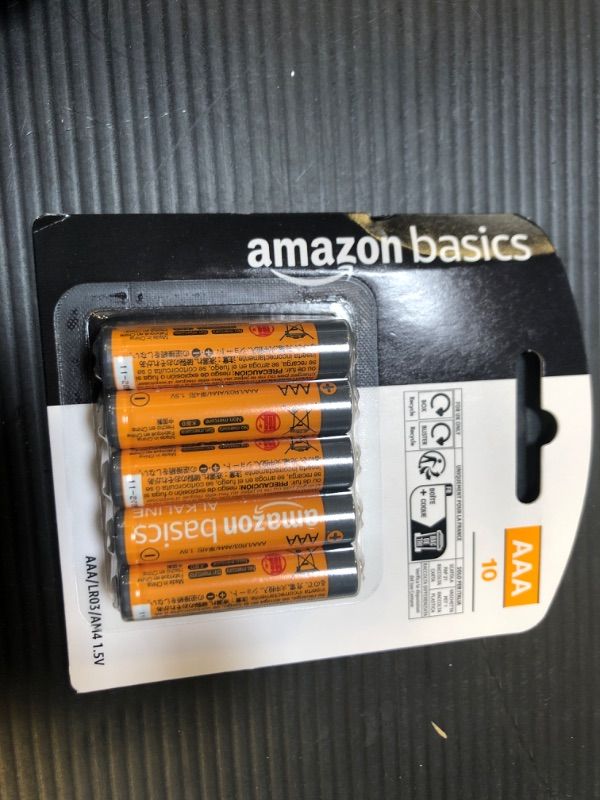 Photo 2 of Amazon Basics 10 Pcs AAA High-Performance Alkaline Batteries, 10-Year Shelf Life 10 Count (Pack of 1)----------factory sealed 