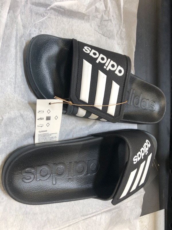 Photo 2 of adidas Unisex-Adult Adilette Slide Sandal 12 Women/12 Men Core Black/White/Grey Six