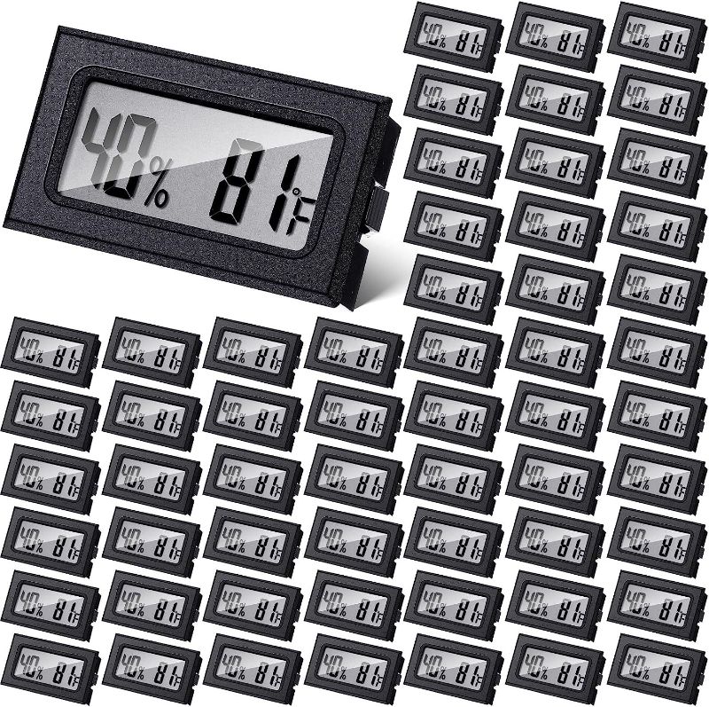 Photo 1 of 64 Pieces Mini Digital Hygrometer Thermometer Electronic Humidity Temperature Meters Small Hygrometer LCD Display Fahrenheit for Greenhouse Basements Cellar Closet Garden Fridge--------factory sealed
