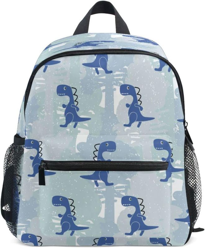 Photo 1 of Dino Blue Camo Backpack Dinosaurs Backpacks Casual Daypack Back Pack Bags 13 inch Double Zipper Travel Sports Bag with Name Tag
