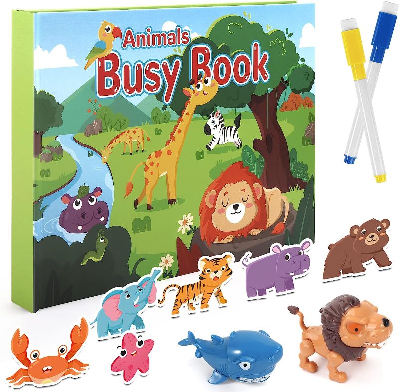 Photo 1 of Animals Themes Montessori Busy Book for Toddlers, Adonafy Preschool Learning Activities, Montessori Toys for 1 2 3 4 Year Old, Autism Sensory Toys Learning Materials, Gifts for Boys and Girls
