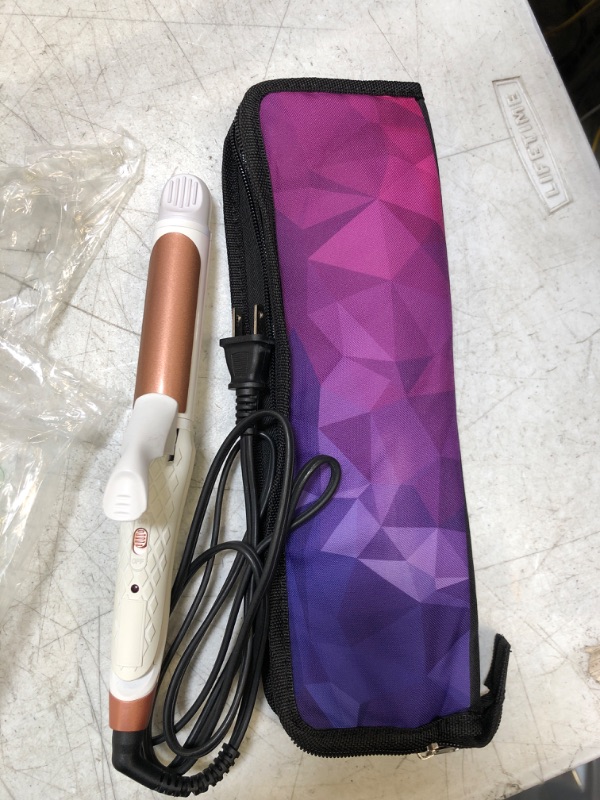 Photo 2 of AmoVee Travel Curling Iron, 2 in 1 Mini Flat Iron Travel Hair Straightener, Dual Voltage, 1 inch, Carry Bag Included (White)