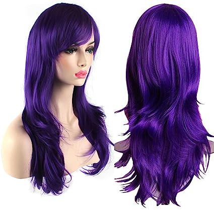 Photo 1 of  Fashion Wigs Long Wavy Curly Hair Cosplay Wig & Wig Cap (Purple)