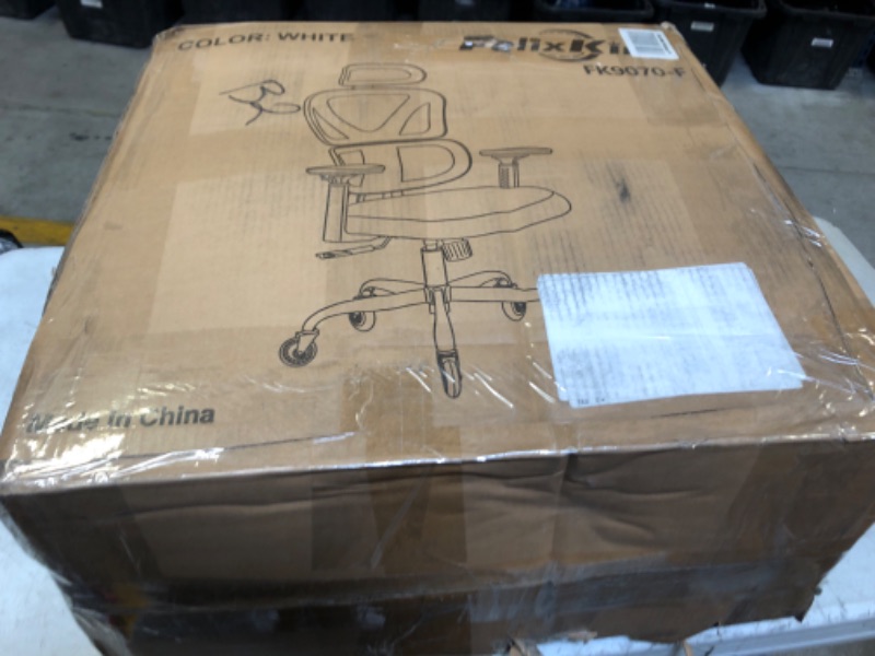 Photo 1 of FelixKing Ergonomic Office Chair, Home Office Rolling Swivel Chair Mesh High Back Computer Chair with 3D Adjustable Armrest & Lumbar Support, Blade Wheels Desk Chair with Headrest (White) FK9070-F White