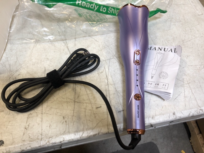 Photo 2 of Automatic Curling Iron, Auto Hair Curler Wand with 4 Temp Up to 430?& Timer & Dual Voltage, 1" Larger Rotating Barrel Curling Iron Fast Heating, Anti-Scald, Auto Shut-Off Spin Iron for Lasting Styling Purple