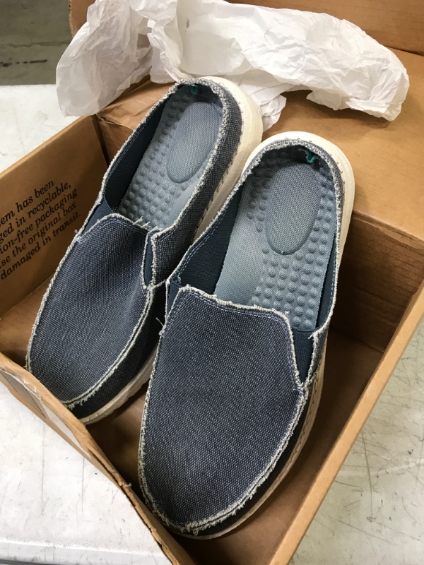 Photo 2 of BODATU Mens Casual Slip on Shoes Canvas Comfortable Lightweight Men's Loafers & Slip-Ons Slippers with Arch Support SIZE 7.5 Blue Grey (Low Back)