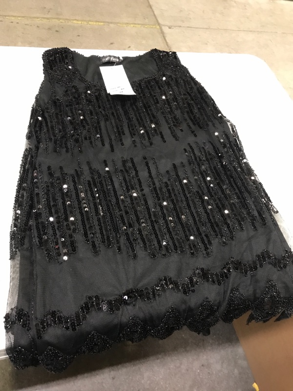 Photo 2 of PrettyGuide Women's Sequin Top Flowy Sparkly Cocktail Tank Party Dressy Tops Black SIZE MEDIUM