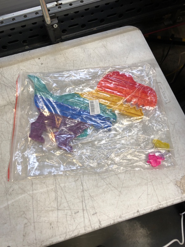 Photo 1 of 4 Pack Big Size Pop Fidget Toy Set, Rainbow Large Dinosaur Pop Toy, Jumbo Pop Bubble Wristband Fidget Sensory Toy, Silicone Rainbow Stress Reliever Hand Finger Game Toy for Adults and Kids