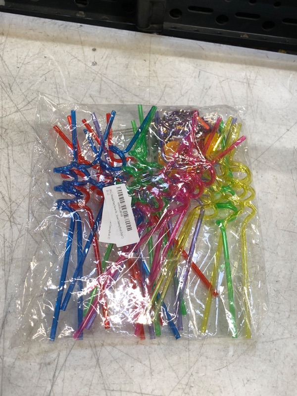 Photo 2 of 24Pack Harry Reusable Party Favors Straws for Birthday Party Supplies, Cartoon Themed Plastic Rainbow Drinking Straws with 2 PCS Straws Cleaning Brush Style Cc