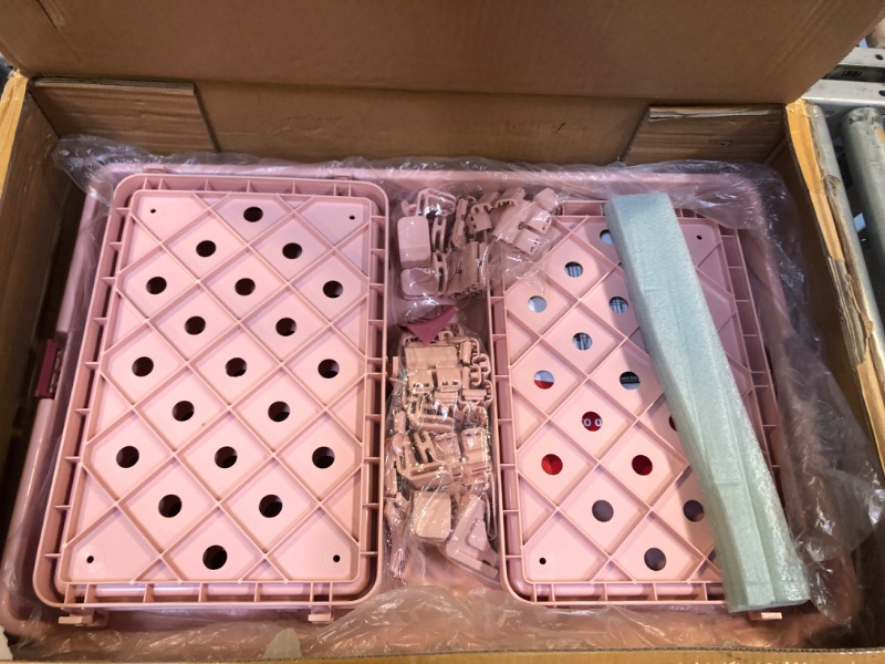 Photo 1 of 4-Tier Wire Cat Cage Playpen Kennel, Cat Catios Large Space 30 x 20 x 52.5 Inches for 1-3 Cats, Pink Cat Crate with 3 Platforms 3 Front Doors 2 Ramp Ladders