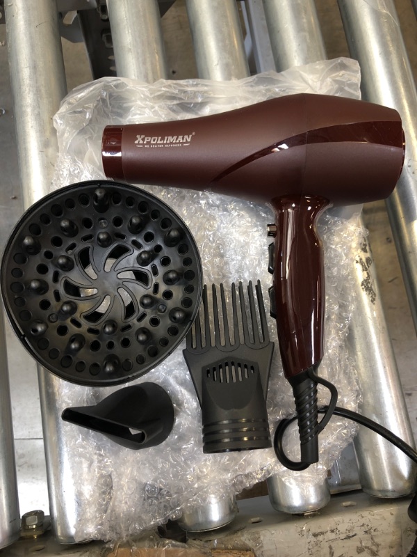 Photo 1 of 2000 Watt Hair Dryers, Xpoliman Professional Salon Hair Dryer with AC Motor, Negative Ionic Blow Dryer with Diffuser Concentrator Comb, 2 Speed 3 Heat Settings,Low Noise Long Life Style-Brown/Purple
