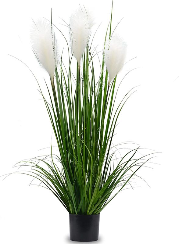 Photo 1 of  Fake Plants, Artificial Greenery Silk Reed Flowers, Potted Tall Faux Pampas Grass Decor for Home, Office, Wedding, for Mothers Day, Birthday(46in, White)