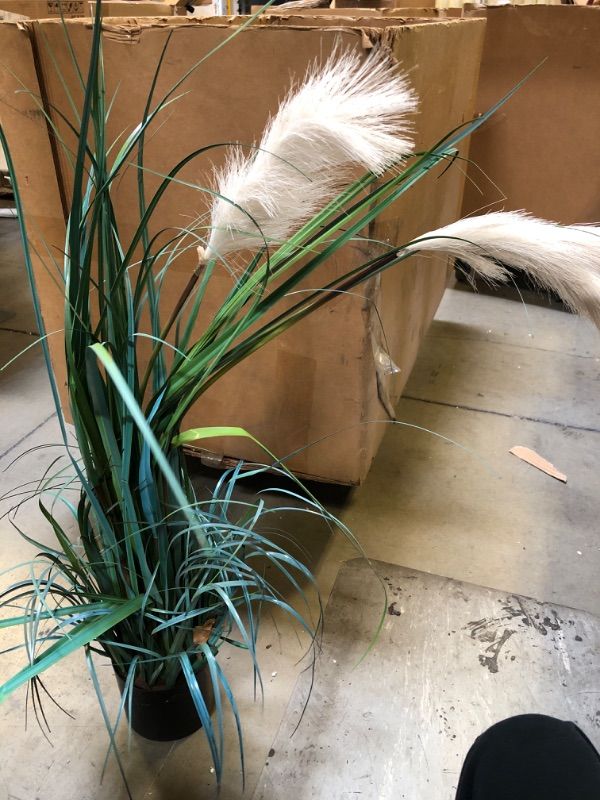 Photo 2 of  Fake Plants, Artificial Greenery Silk Reed Flowers, Potted Tall Faux Pampas Grass Decor for Home, Office, Wedding, for Mothers Day, Birthday(46in, White)