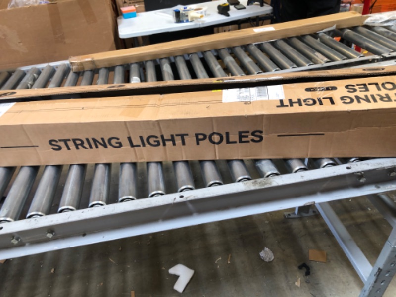 Photo 3 of addlon 4Pack 10FT String Light Poles for Outdoor String Lights, Waterproof Harder Metal Outdoor Poles for Hanging String Lights for Patio, Garden, Bistro, Wedding, Parties - Black