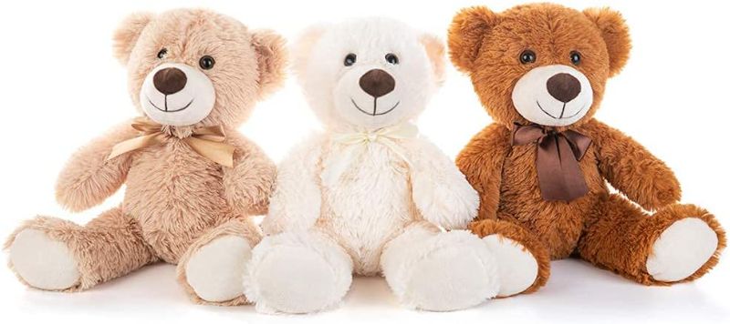 Photo 1 of MorisMos 3 Packs Teddy Bears Bulk Stuffed Animals, Cute Small Teddy Bear Plush Toys, Little Stuffed Bear for Kids on Centerpiece Baby Shower