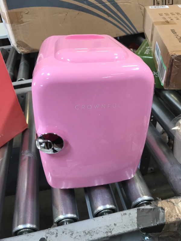 Photo 2 of CROWNFUL Mini Fridge, 4 Liter/6 Can Portable Cooler and Warmer Personal Refrigerator for Skin Care, Cosmetics, Beverage, Food,Great for Bedroom, Office, Car, Dorm, ETL Listed (Pink