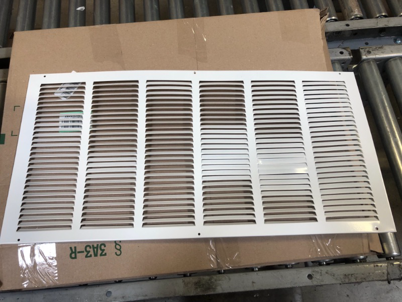 Photo 2 of 32" x 16" Return Air Grille - Sidewall and Ceiling - HVAC Vent Duct Cover Diffuser - [White] [Outer Dimensions: 33.75w X 17.75" *** ITEM IS SLIGHTLY BENT FROM PACKAGING ***