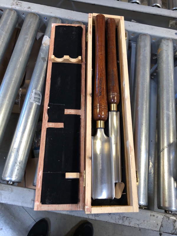 Photo 3 of  2-Pieces HSS Roughing Gouge Lathe Chisel Set Wood Turning Tools with Wooden Box, 1-Inches and 2-Inches