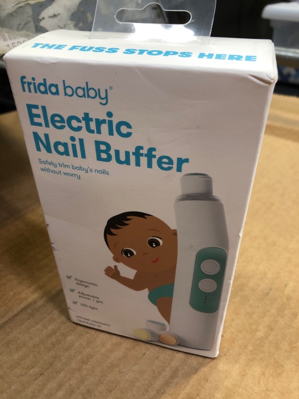 Photo 2 of Frida Baby Electric Nail Buffer | Safe + Easy Baby Nail File, Baby Nail Clippers + Nail Trimmer Kit for Newborn, Toddler, or Children's Fingernails/Toenails, 4 Buffer Pads, LED Light, Storage Case