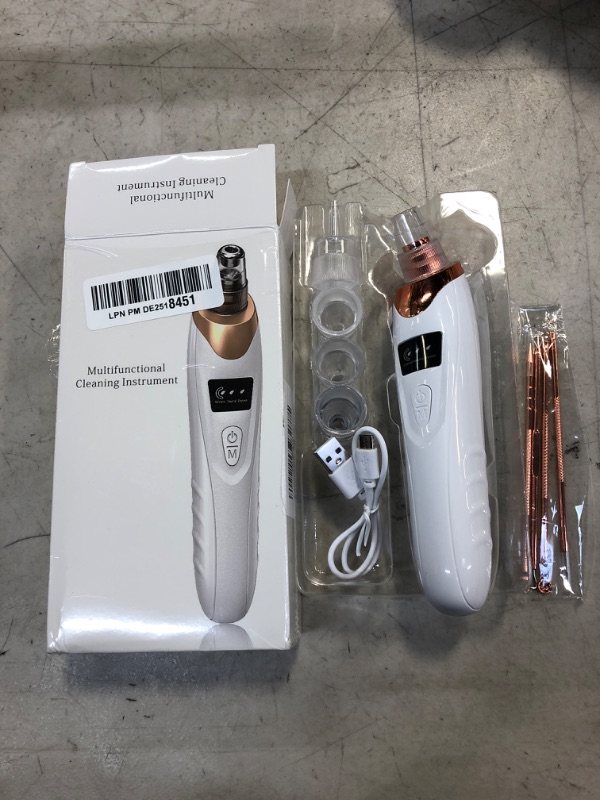 Photo 2 of 2023 Newest Blackhead Remover Pore Vacuum,Facial Pore Cleaner-5 Suction Power,5 Probes,USB Rechargeable Blackhead Vacuum Kit Electric Acne Extractor Tool for Adult White