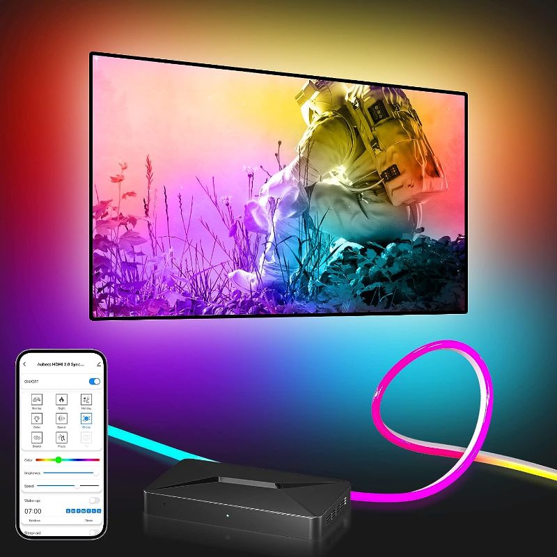 Photo 1 of Aubess LED TV Backlights with HDMI 2.0 Sync Box, WiFi Immersion TV LED Backlights That Compatible with Alexa & Google Assistant for 65" TV, Fancy Sync Box LED Lights That Sync with TV Picture