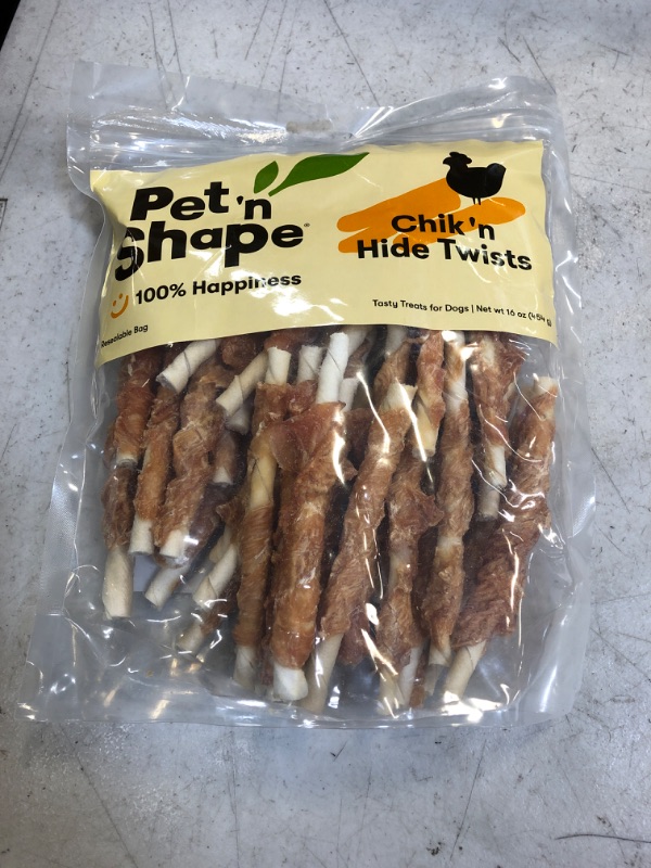Photo 2 of Pet 'n Shape Chik 'n Hide Twists – Chicken Wrapped Rawhide Natural Dog Treats, Small, 16 oz Chicken 1 Pound (Pack of 1)  BB 12/2024