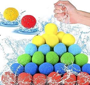 Photo 1 of bebikim 60 Reusable Water Balloons,Summer Fun with Water Soaker Balls and Soft Cotton Outdoor Water Toys Balls for Kids and Teens Games| Pool Party Balls for Backyard Water Fights Play