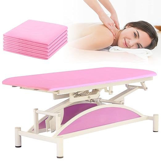 Photo 1 of 20 Pcs Disposable Massage Table Sheets Fitted Elastic Massage Table Cover Pink Waterproof Lash Bed Topper Non Woven Protective Professional Massage Linens for Beauty Salon Hotels Spa, 36 x 86 Inch