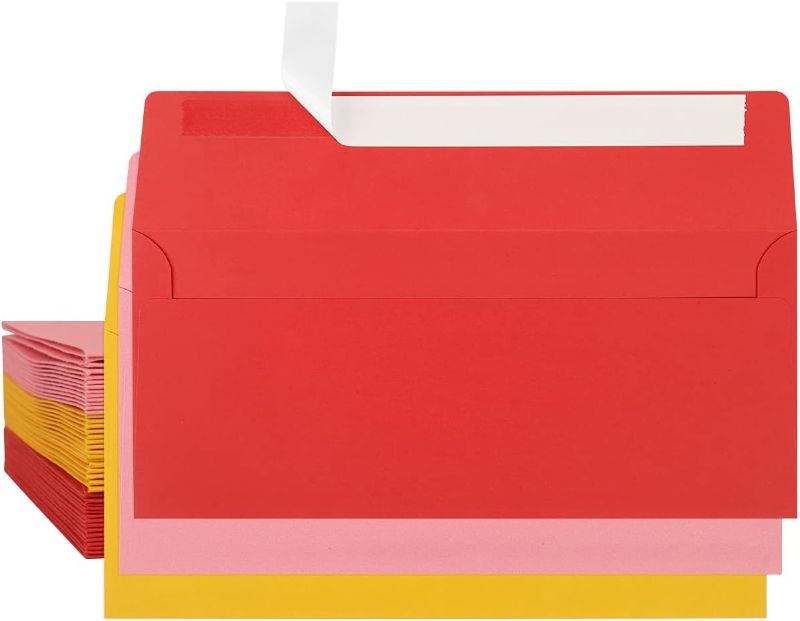 Photo 1 of 45 Pack #10 Self-Seal Business Envelopes, 4-1/8 X 9-1/2 Inches, Square Flap Envelopes with Peel & Seal, Assorted Colors, Windowless, 45 Count.