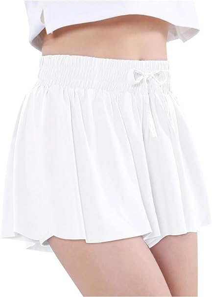 Photo 1 of  Girls Flowy Butterfly Shorts Athletic 2 in 1 Running Skirt Shorts Preppy Cheer Gymnastics Kids Clothes 12 YR