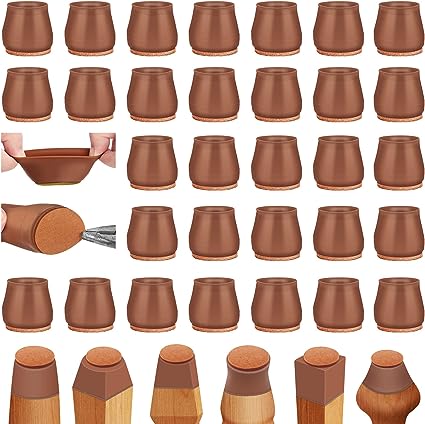 Photo 1 of 32Pcs Silicone Chair Leg Floor Protectors,Floor Protectors for Chairs,Rubber Chair Leg Protectors for Hardwood Floors,Chair Leg Caps Chair Leg Covers for Wooden Floors (Brown, Medium)