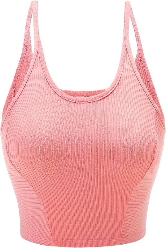 Photo 1 of Attifall Long Spaghetti Strap Basic Crop Tank Top Pack for Women Scoop Neck Cropped Workout Camisole Shirts Tops  LARGE