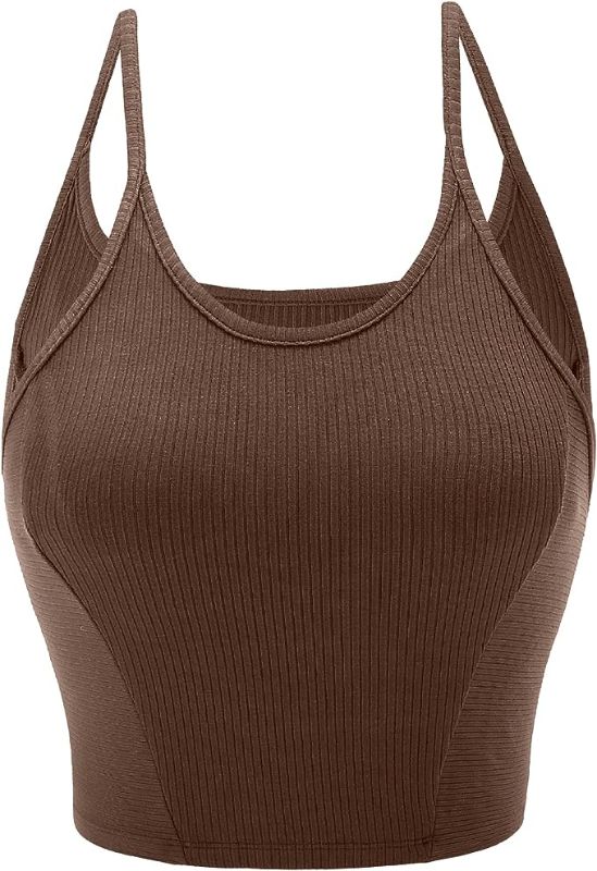 Photo 1 of Attifall Long Spaghetti Strap Basic Crop Tank Top Pack for Women Scoop Neck Cropped Workout Camisole Shirts Tops LARGE